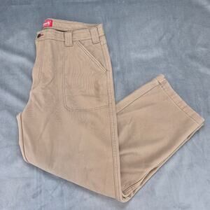 Coleman Utility Work Pants Tan Brown Fleece Lined Straight Leg Pants Mens 36X29